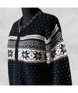 Studio Works Zip Front Cardigan Sweater Nordic Snowflake Fair Isle Petit... - $52.91 CAD
