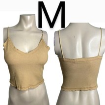 Tan Ribbed Cami Bungee Straps Crop Top~Size M - $18.46