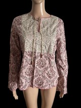 NWT VTG Route 66 Women&#39;s Small Mixed Print Peasant Shirt Floral L/S Boho - $14.59