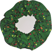 Tiny Christmas Lights Green Fabric Hair Scrunchie Handmade by Scrunchies... - $6.99
