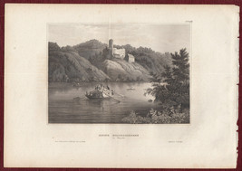 ca 1850 Original Steel Engraving Ruine Hildgardsberg Bayern Hildburghausen Fort - £29.67 GBP
