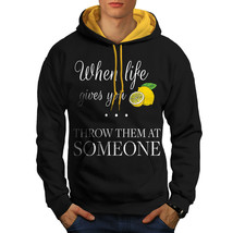 Wellcoda Life Lemon Throw Mens Contrast Hoodie, Funny Casual Jumper - £31.63 GBP