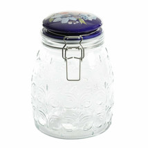 Pioneer Woman Melody Floral Clamp Jar Blue Stoneware Lid Embossed Glass ... - $28.97