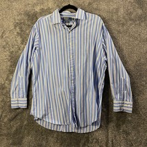 Ralph Lauren Dress Shirt Mens Extra Large 17 32/33 Striped Blue Phillip ... - $8.13