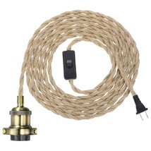 15.4Ft Pendant Light Cord Kit, Plug In E26 Socket Hanging Light With Switch Indu - £21.59 GBP