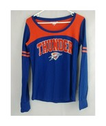 New Era 5th &amp; Ocean Womens Blue &amp; Orange Thunder OKC Shirt Size Small - $19.79