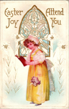 c1910 Antique embossed Postcard. Women Bonnet Flowers dress a1 - £16.97 GBP