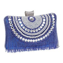 Rhinestones Tassel Clutch Diamonds Beaded Metal Evening Bags Chain Shoul... - £44.19 GBP