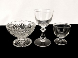 Lot of 3 Random Glass Stemware Pieces, 2 Cordial/Liqueur, 1 Sherbet, Vin... - £11.49 GBP