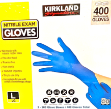 Kirkland Signature Nitrile Exam Gloves Large 2x200 Count Box Total 400 E... - $32.46