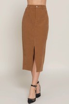 Front Open Slit Corduroy Midi Skirt - $24.00