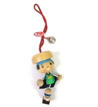 VTG Wood Kokeshi Doll  Boy Japanese Wooden Bell Christmas Ornament Japan... - $14.36