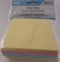 Stick On Notes 3&quot;x 3&quot; 250 Sticky Sheets 5 Pads/Pack Pastel Yellow - $2.76