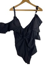 Yacht &amp; Smith 3X Swimsuit Off Shoulder Ruffle Black Slimming One Piece W... - $46.57