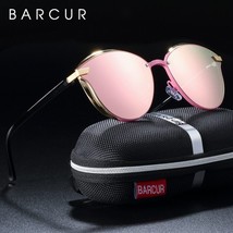 BARCUR Luxury Polarized Sunglasses Women Round Sun glassess Ladies lunette de - £21.79 GBP