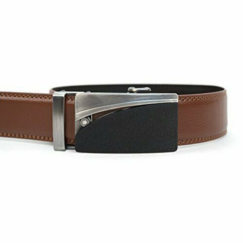 Primary image for Men's Genuine Leather Belt W/ Removable Ratchet Sliding Belt Buckle -Brown S(32)