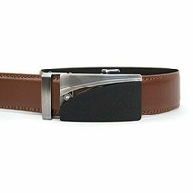 Men&#39;s Genuine Leather Belt W/ Removable Ratchet Sliding Belt Buckle -Brown S(32) - £9.90 GBP