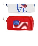 Red American Flag Vegan Leather On The Go Bag Pouch Keychain - $12.87