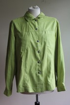 Chico&#39;s Design 1 (M 8) Lime Green Faux Suede Button Front Shirt Top - £21.21 GBP