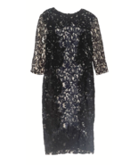 Size 10 Woman Tadashi Shoji Ombre Black Navy Blue Lace 3/4 Sleeve Party ... - $44.99