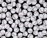 Cotton Packed Baseballs Balls Black Sports Cotton Fabric Print BTY D667.65 - $9.95