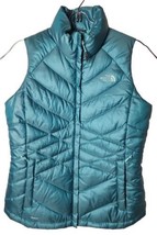 The North Face Women M 550 Goose Down Filled Quilted Full Zip Teal winte... - $88.11