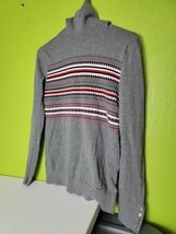 Tommy Hilfiger Womens Sweater Gray Turtleneck Small Striped Long Sleeve Pullover - £20.74 GBP