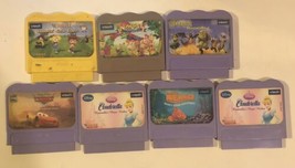 VTech Lot Of 7 Game Cartridges Games Only Cinderella Disney Cars  Shrek Nemo - $14.84