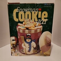  Snowman COOKIE JAR By Joie De  Vivre Christmas Holiday Stoneware NEW in box !  - £6.84 GBP