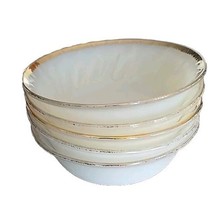 Five (5) Vintage Fire King ~ White Swirl ~ Berry Custard Bowls ~ Gold Ri... - $40.00