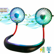 Led Portable Mini Usb Rechargeable Neckband Fan Dual Cooling Neck Hangin... - £18.86 GBP