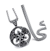 Celtic Knot Magic Both Sided Pendant Necklace Steel - $49.66