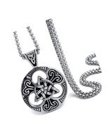 Celtic Knot Magic Both Sided Pendant Necklace Steel - £38.82 GBP