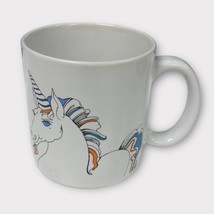 Vintage White whimsical Unicorn Coffee Mug by Trend Pacific JAPAN blue o... - £17.35 GBP