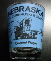 Nebraska Shot Glass The Cornhusker State Blue Wrap Black Print and Illustrations - £5.53 GBP