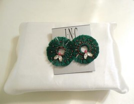 Inc Gold-Tone 1-3/4&quot;Christmas Crystal &amp;Tassel Wreath Stud Earrings B972 $29 - £9.03 GBP