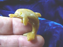 (Y-DOL-7) little Tan DOLPHIN figurine carving SOAPSTONE PERU I love dolp... - $8.59