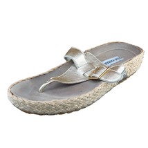 Steve Madden Sz 8.5 M Gold Thong Leather Women Sandals Gulf - £15.82 GBP