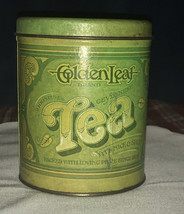 Vintage Balloroff Golden Leaf Tea Canister Tin Container with Lid Made i... - $12.19