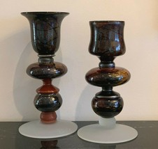 Impressive Ioan Nemtoi Romanian Studio Art Glass Candle Holders - £175.16 GBP