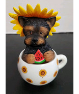 Hamilton Collection Cups of Affection Bright As The Sun Yorkie Figurine ... - $24.70