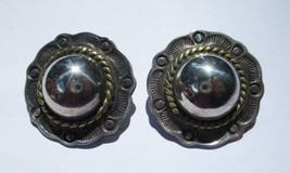 Sterling Silver Clip on Earrings 925 Taxco Mexico Domed Scalloped Rope Design - £22.91 GBP