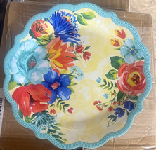 Pioneer Woman Melamine Dinner Plate Set of 8 Lot Delaney Teal Floral Ruffle Core - £22.92 GBP