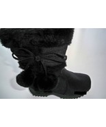 Team Honey-10 Girl Faux Wedge Mid Calf Black Leather Winter Boots  - £6.25 GBP