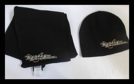 Harley Davidson Knit Black Scarf &amp; Cap - $29.69