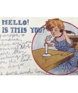 Hello Is This You? Antique Telephone Postcard Vintage Posted Ben Frankli... - $15.95