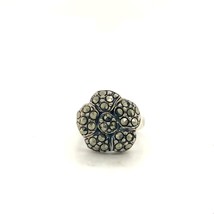 Vintage Sterling Signed GA Giorgio Armani Art Deco Cluster Marcasite Ring Band 7 - £33.27 GBP