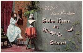 1908 Postcard Hello Stolen Kisses Are Always The Sweetest Sugarcreek Ohio - £11.74 GBP