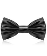Neptniopllab Boys Metallic Leather Bow Tie Adjustable Black Size 4-12 - $56.56 MXN