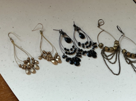 Lot of Large Goldtone or Black Wire w Plastic Bead or Chain Dangle Earrings for - £11.90 GBP